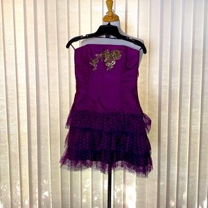 Betsey Johnson ultra mini crinoline dress. Sequin embroidery detailing.